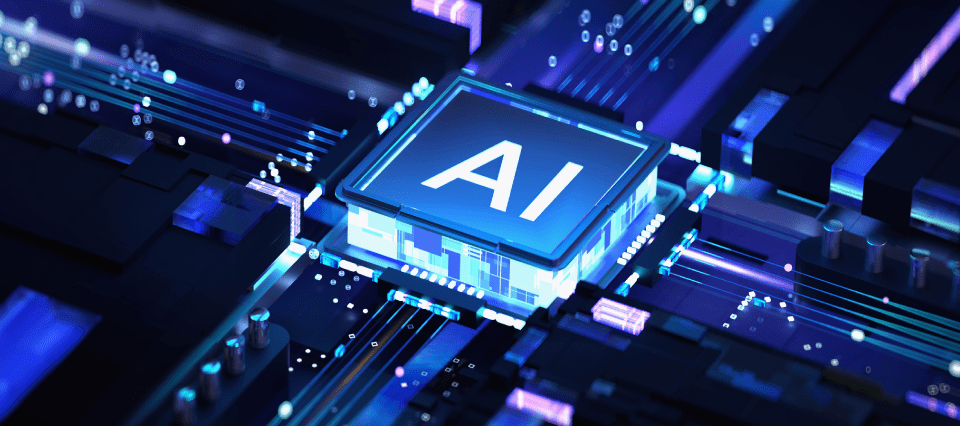 AI labeled chip in a motherboard